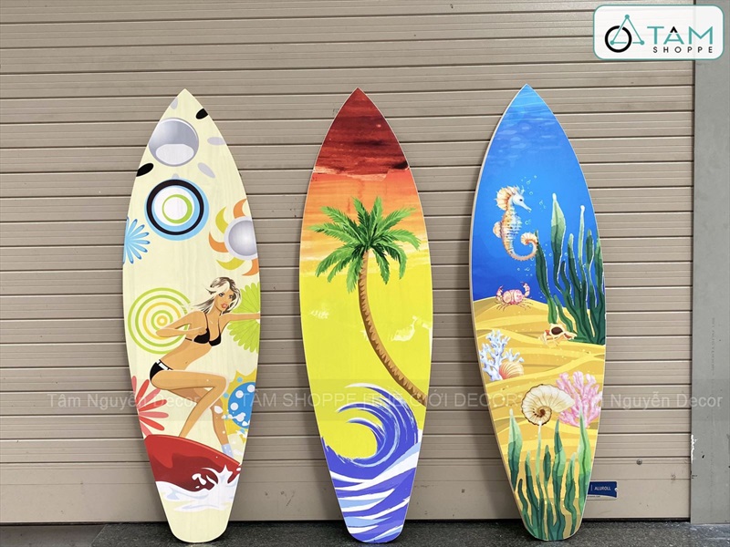 Ván lướt sóng decor chủ đề Đại Dương - Hoàng Hôn cao 90cm [Gỗ dày - chuẩn đẹp] VLS-12